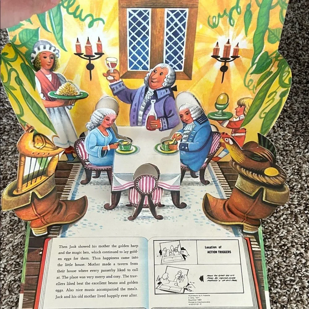 Vintage 70s Jack and the Beanstalk Kids Pop-Up Book - Pink & Green
